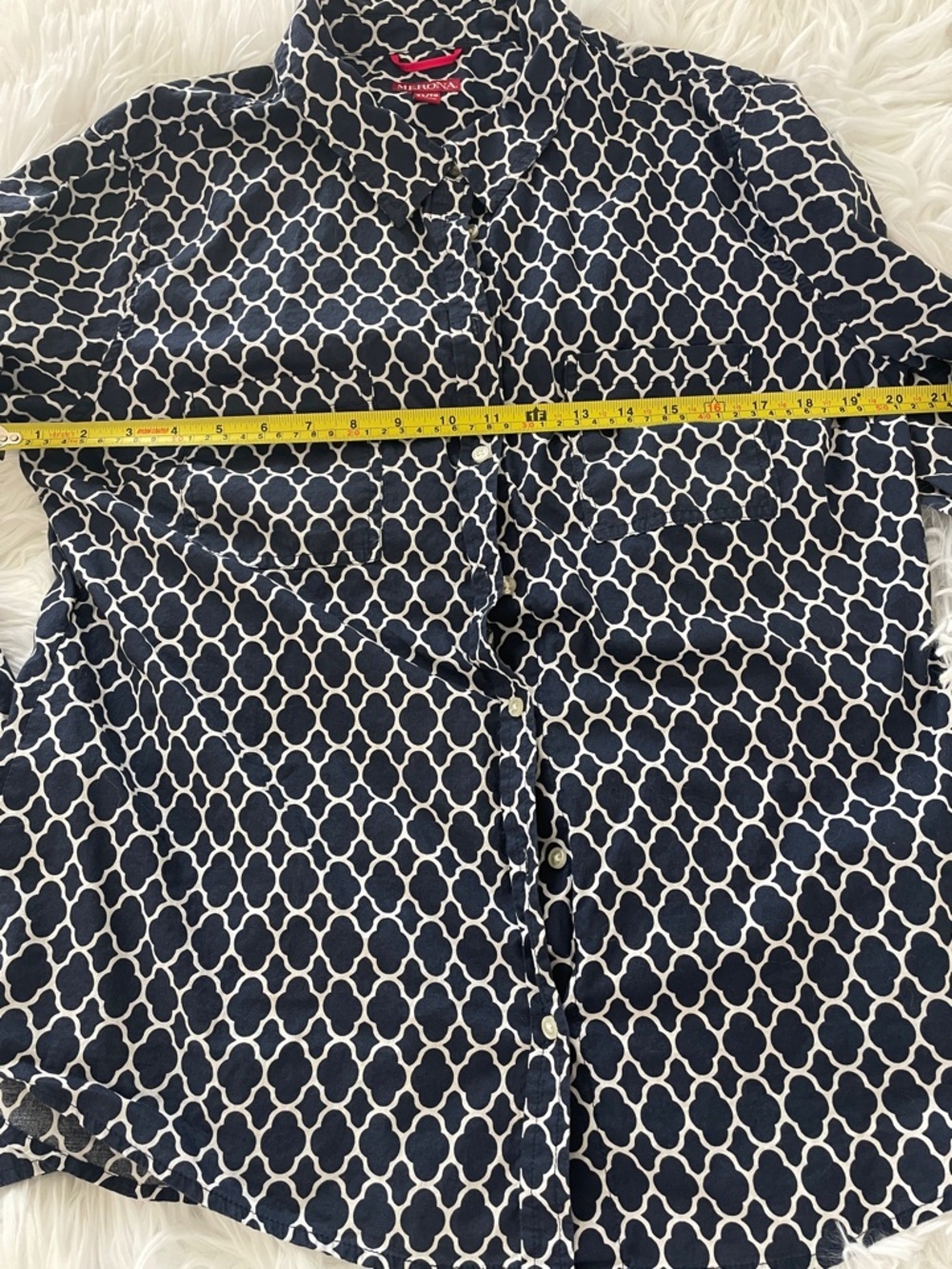 Merona Navy and White Geometric Button-Up Blouse - Picture 3 of 3